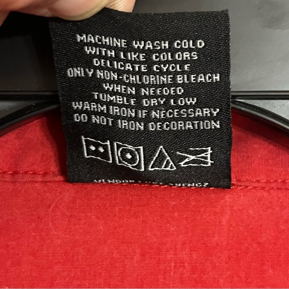 Men’s Enyce Long Sleeve Button Down Shirt Black Studs Patches Size XL Red - Picture 10 of 13